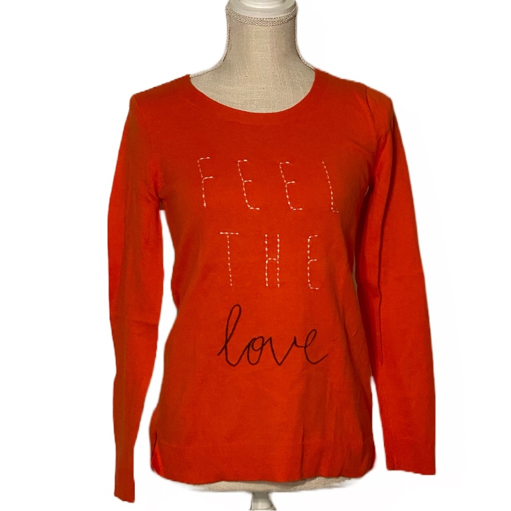 Old Navy Orange Feel the Love Long Sleeve Shirt